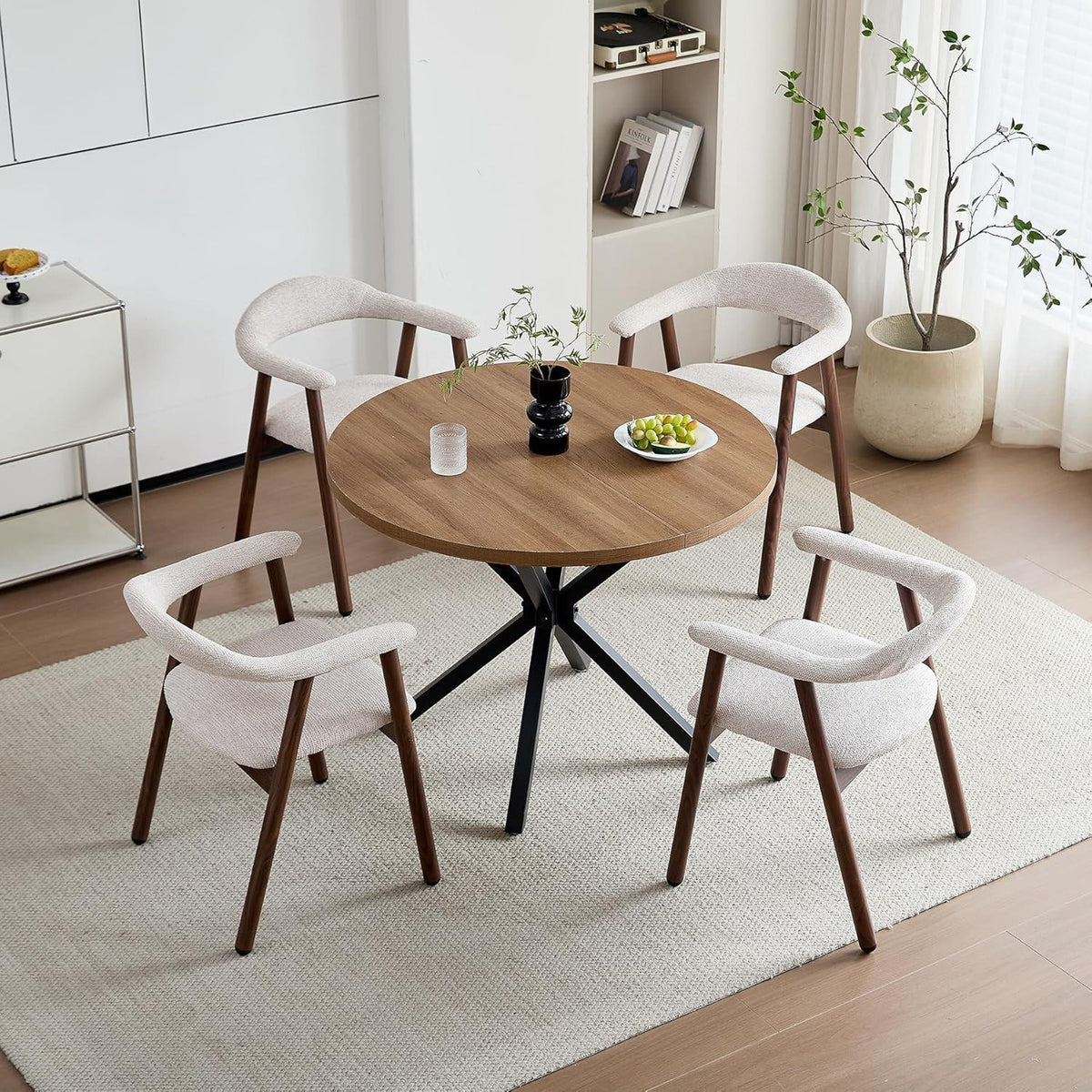 Küchenstuhl Set 4er – Moderne Polsterstühle Beige/Dunkelbraun