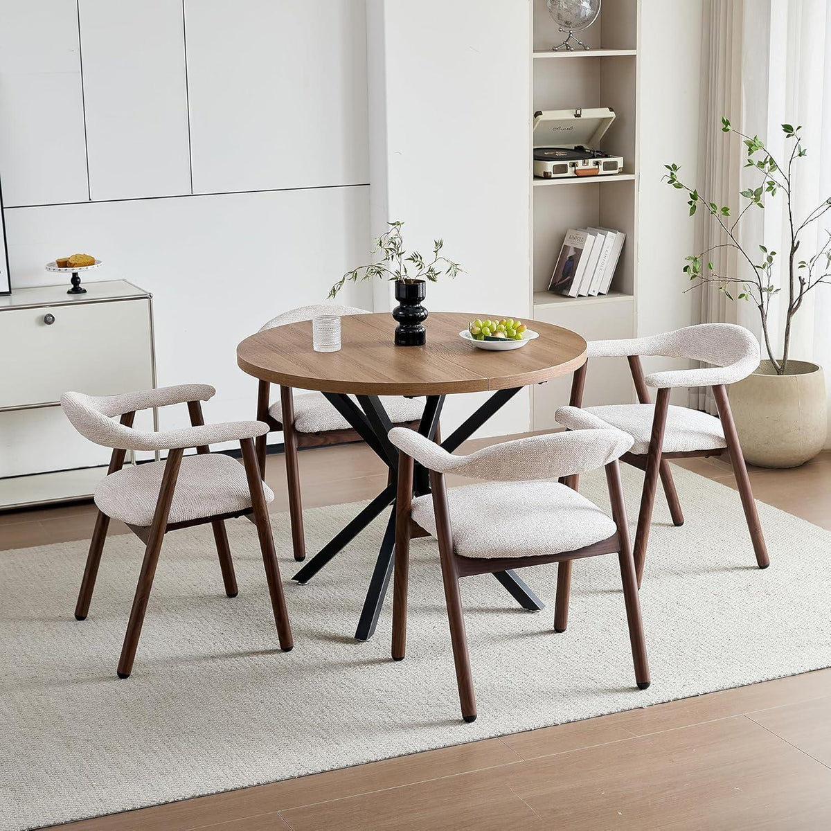 Küchenstuhl Set 4er – Moderne Polsterstühle Beige/Dunkelbraun