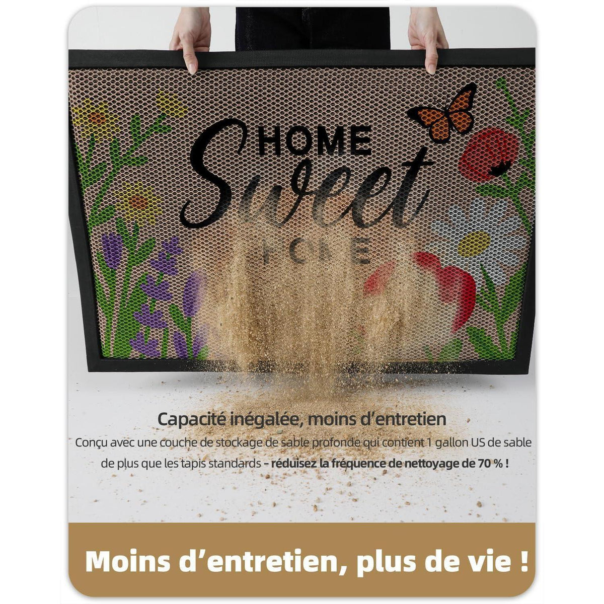 Fußmatte Blütenbeige 90x150 cm – Schmutzfangmatte für innen & außen