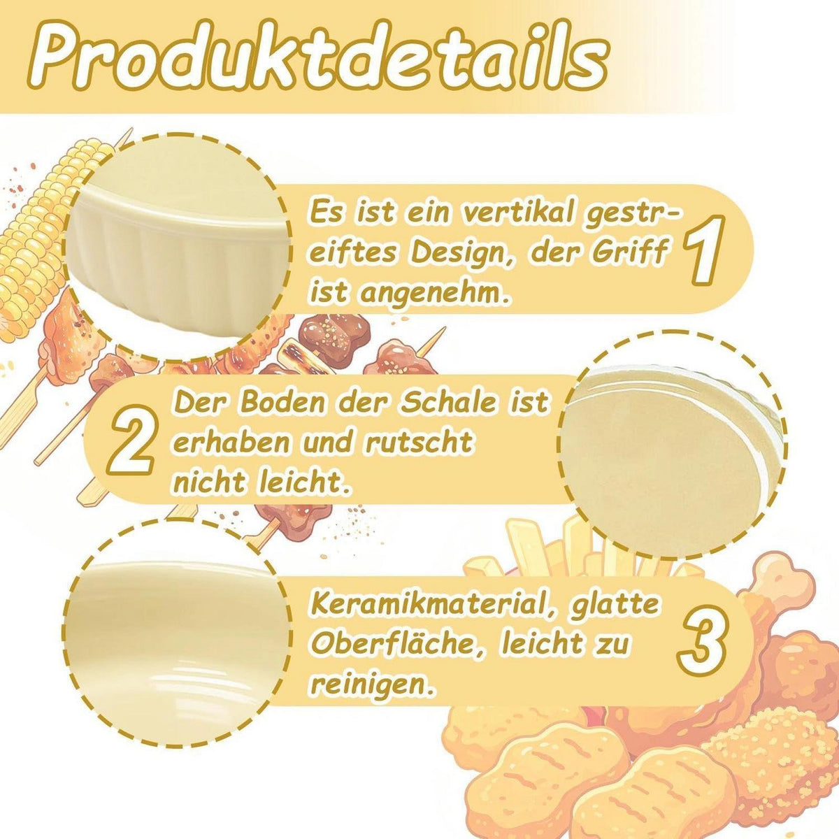 Runde Keramik Auflaufform mit Griffen – Gelb 19x16,5x5,5cm