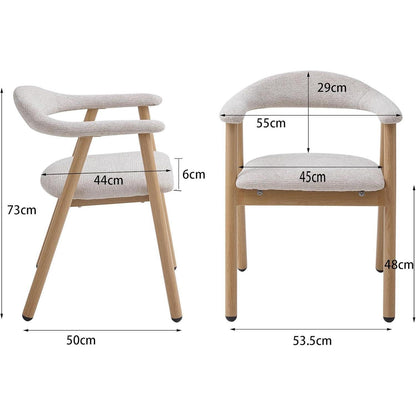 Moderner Esszimmerstuhl 2er Set, Beige/Beige, Gepolstert mit Metallbeinen