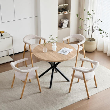 Moderner Esszimmerstuhl 2er Set, Beige/Beige, Gepolstert mit Metallbeinen