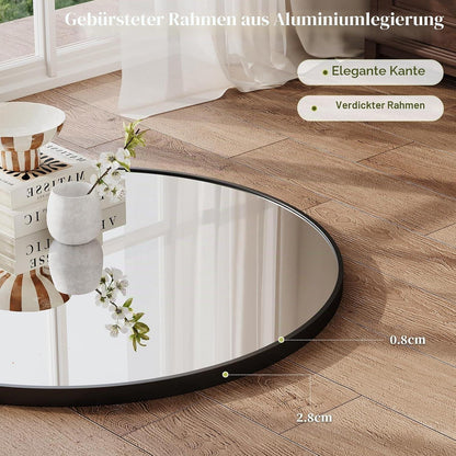 Runder Wandspiegel 80cm mit Aluminiumrahmen – Modern & Explosionsgeschützt