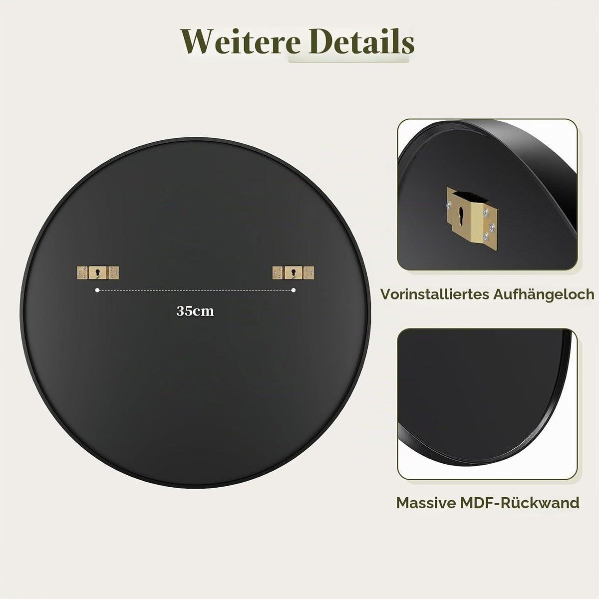 Runder Wandspiegel 80cm mit Aluminiumrahmen – Modern & Explosionsgeschützt