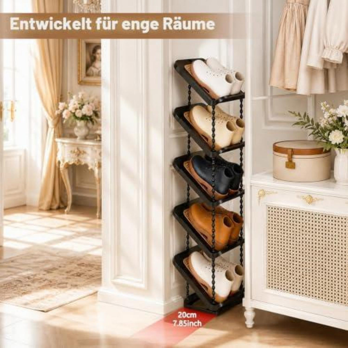 Platzsparend Schuhregal 5 Ebenen schräg – 2er Set Schwarz