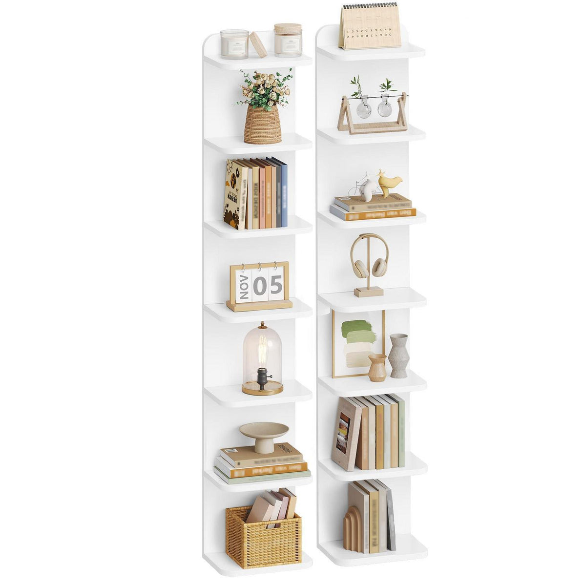 Hzuaneri Standregal 7-Ebenen, Weiß – Bücherregal für Wohnzimmer