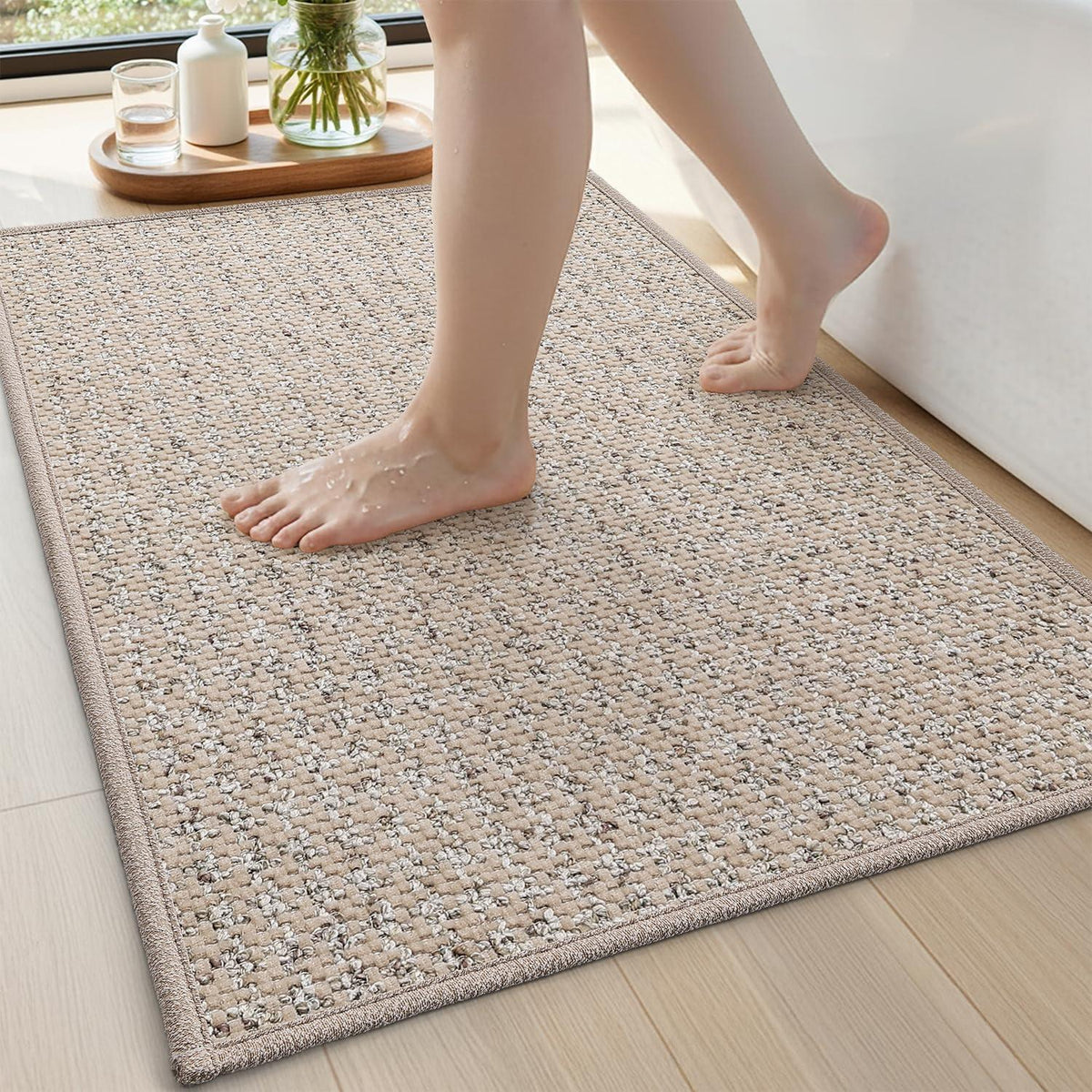 Rutschfeste Badematte 60x90 cm – Saugfähig & Schnelltrocknend Beige