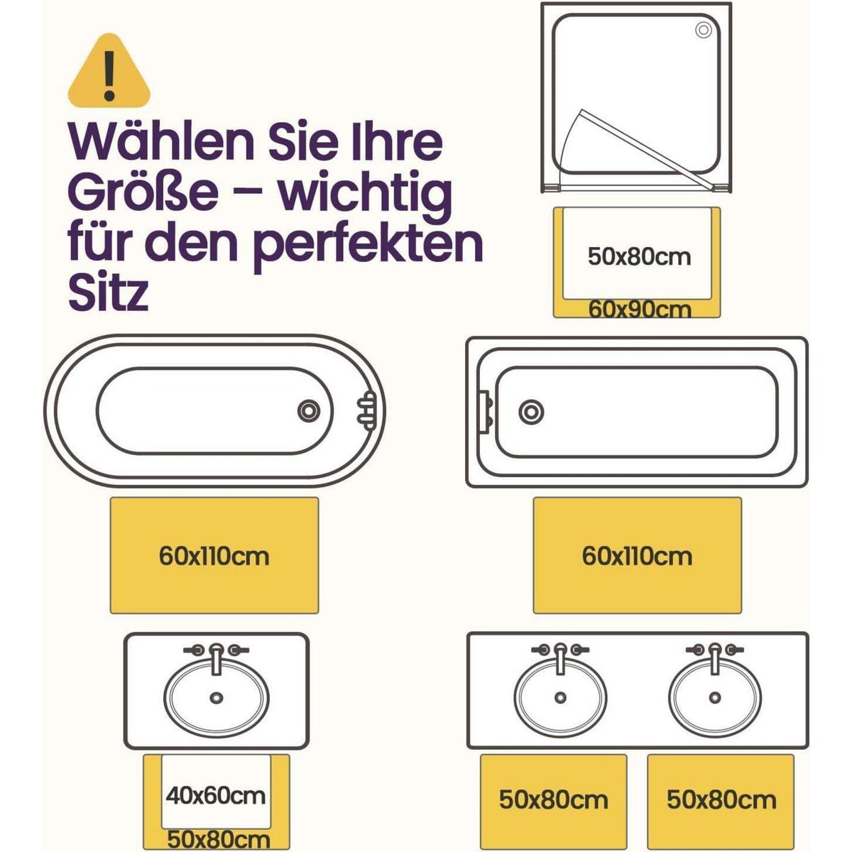 Rutschfeste Badematte 60x90 cm – Saugfähig & Schnelltrocknend Beige