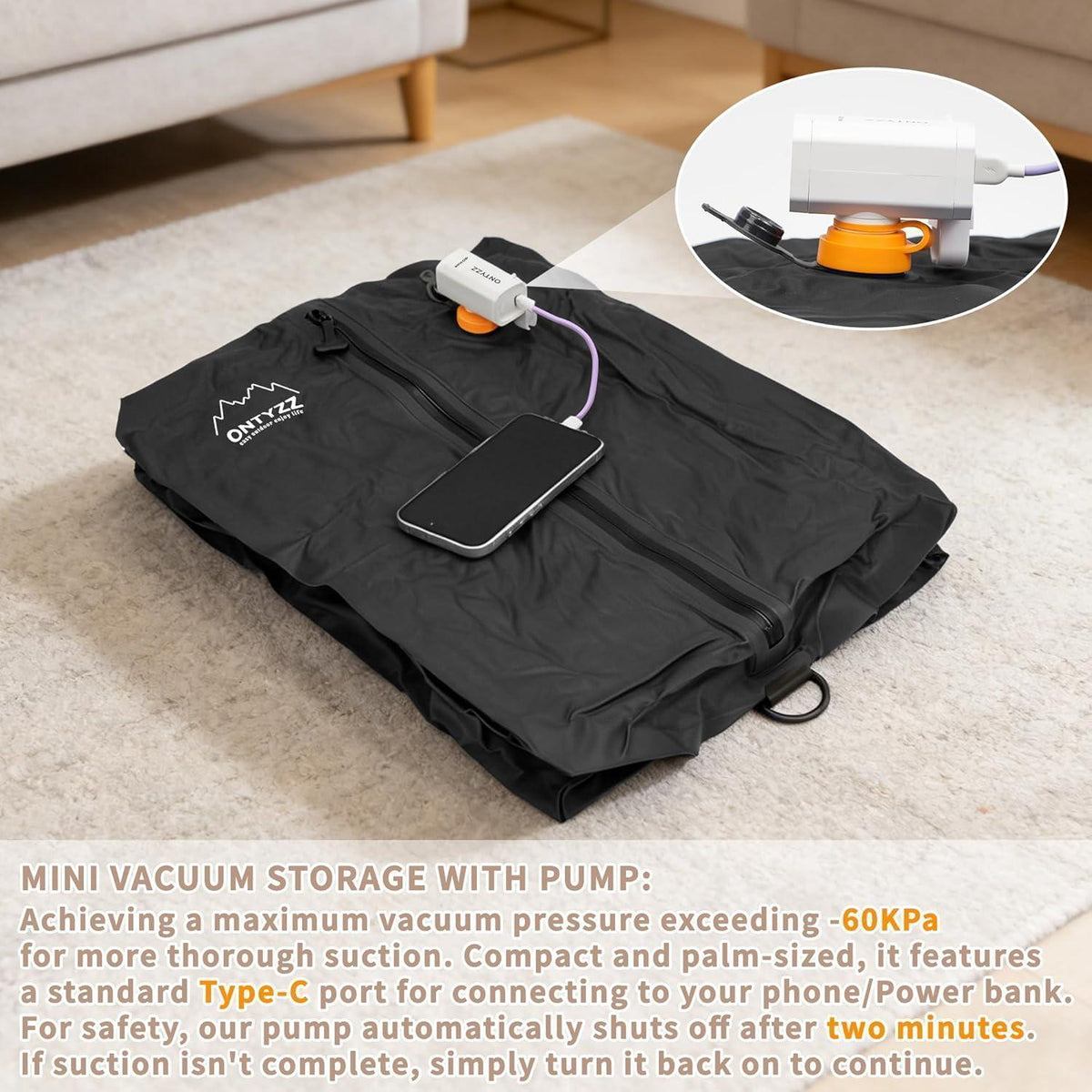 Koffer Organizer Set 4er Packwürfel & Vakuumbeutel Schwarz