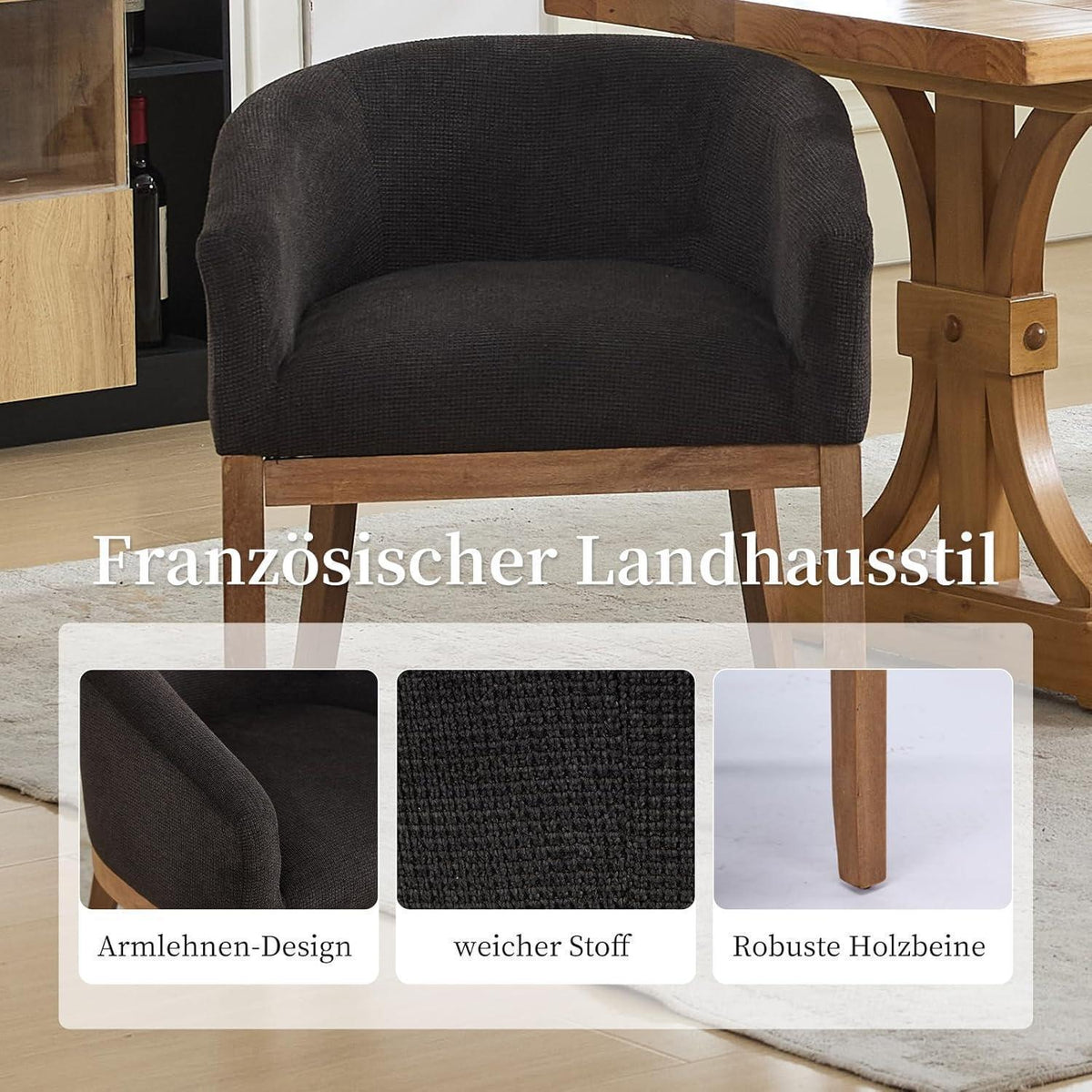 Esszimmerstühle 2er Set mit Armlehnen, Mid Century Design