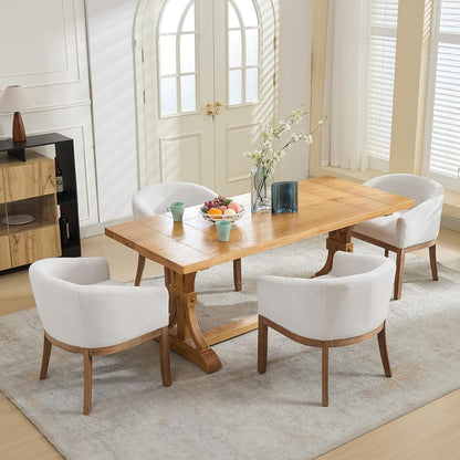 Esszimmerstühle Set 4er mit Armlehnen, Beige Leinenstoff