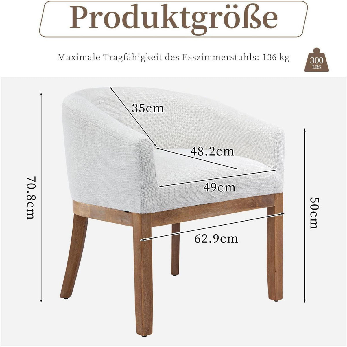 Esszimmerstühle Set 4er mit Armlehnen, Beige Leinenstoff