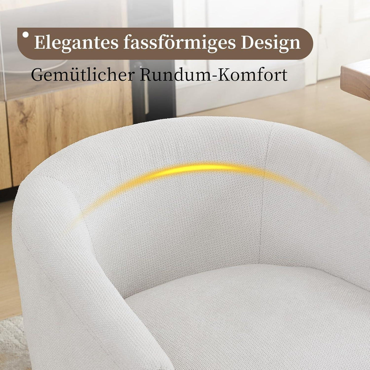 Esszimmerstühle Set 4er mit Armlehnen, Beige Leinenstoff
