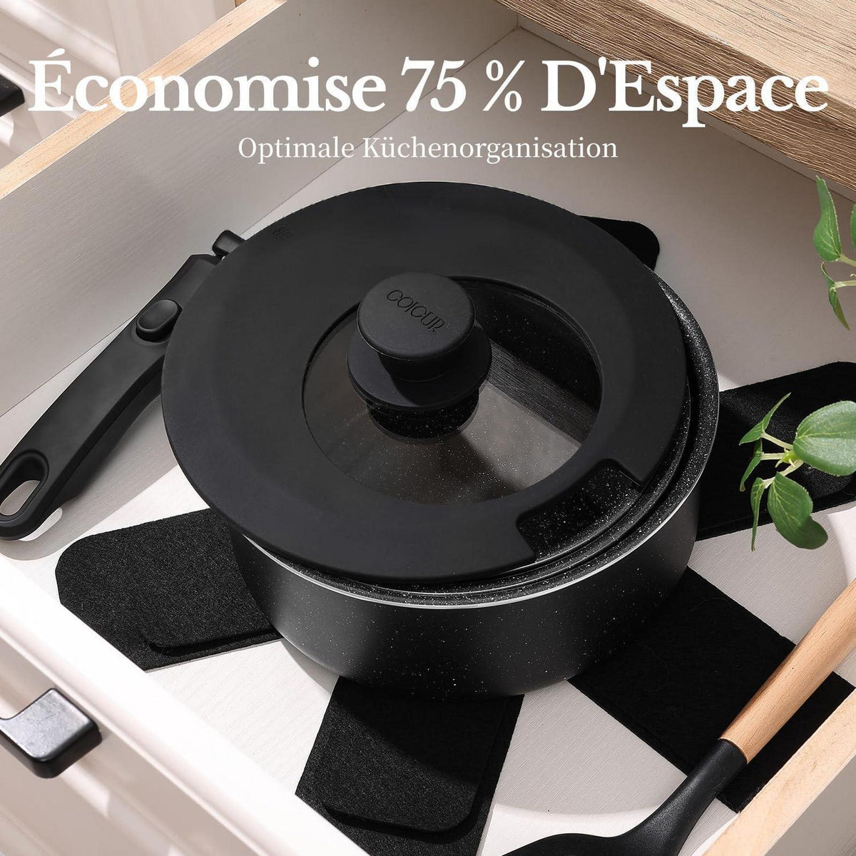 Keramik Topfset Induktion 16/18/20cm – 7-teilig mit Griff