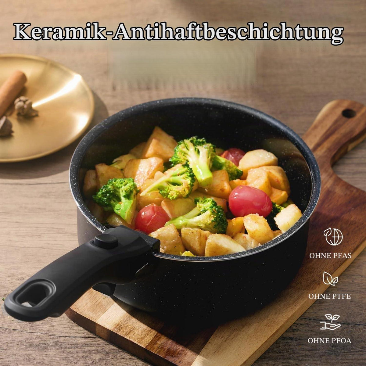 Keramik Topfset Induktion 16/18/20cm – 7-teilig mit Griff