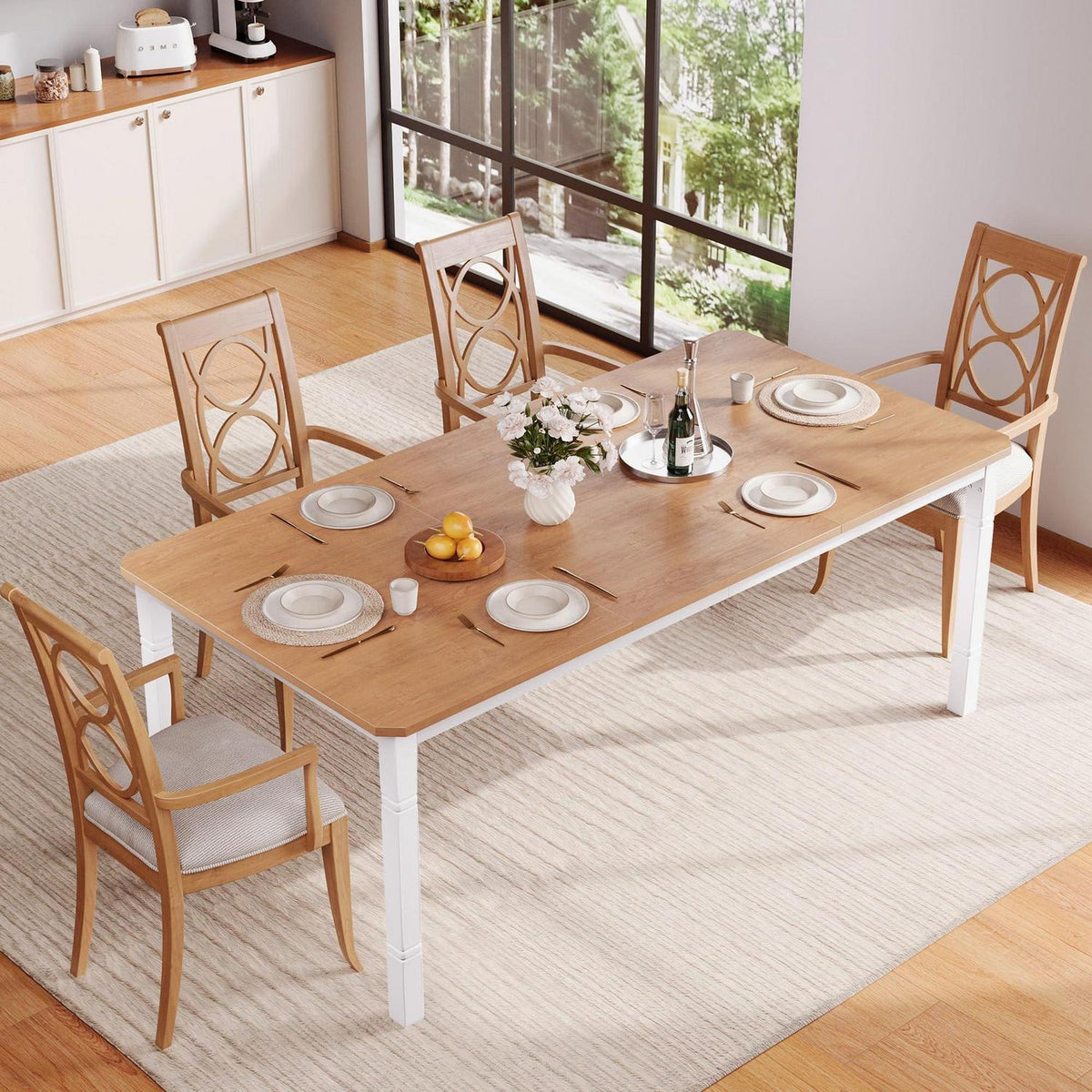 Esstisch 150x90cm Holz Metallgestell für 4-6 Personen Nussbaum