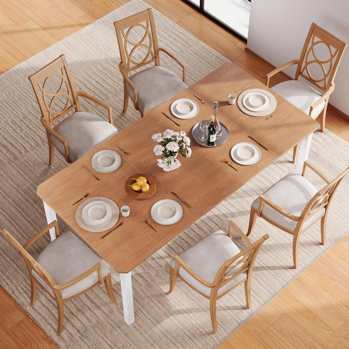 Esstisch 150x90cm Holz Metallgestell für 4-6 Personen Nussbaum