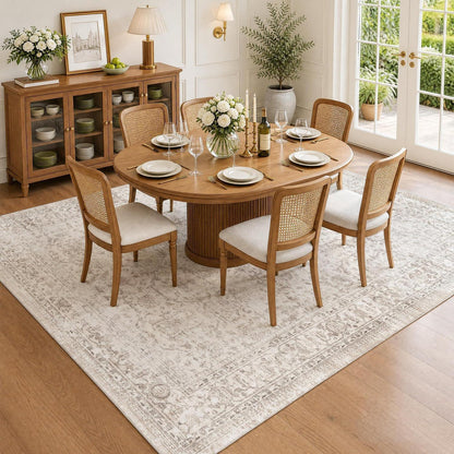 Vintage Teppich Beige 160x230 cm – Waschbar & Rutschfest