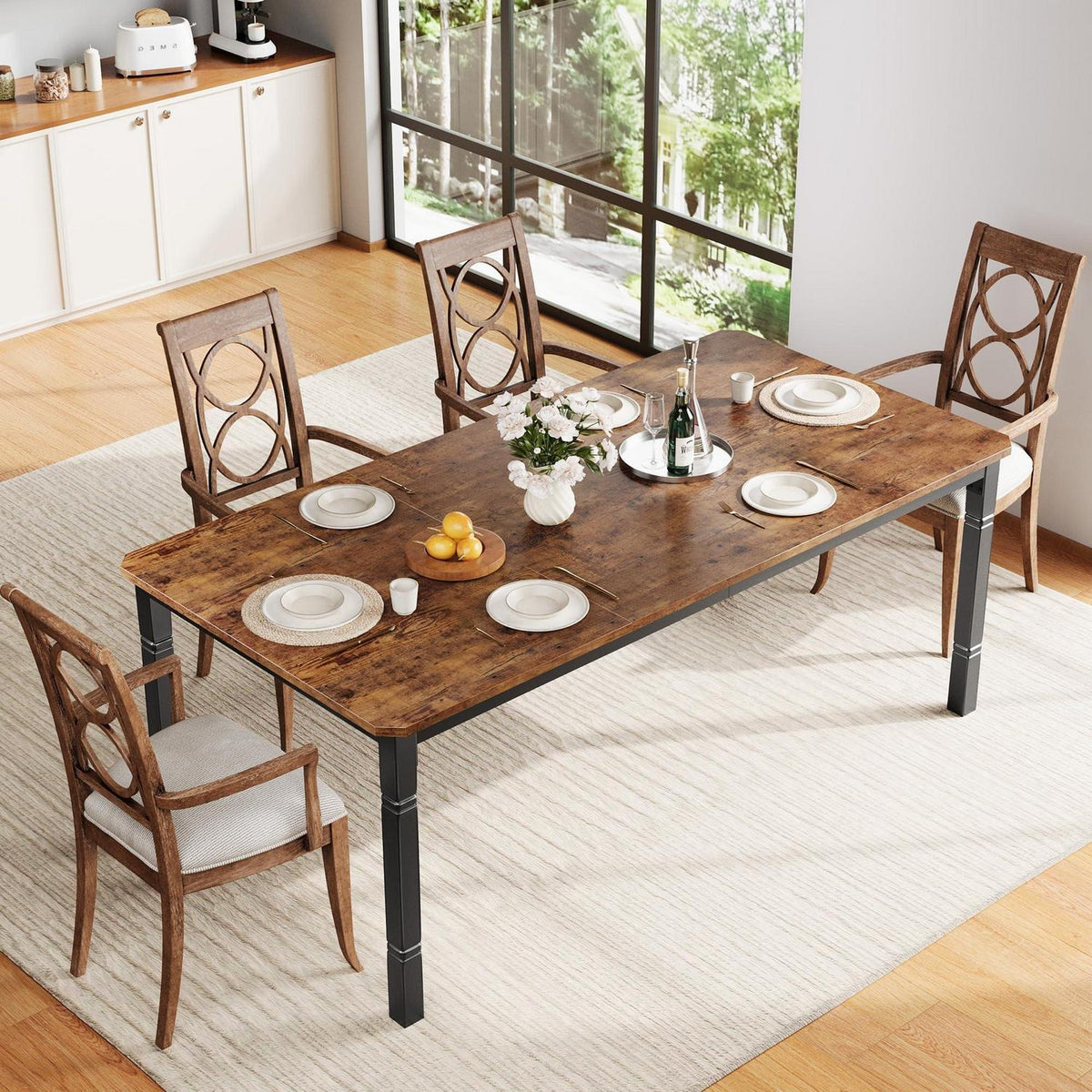 Esstisch 180x90cm Holz Metallgestell – Küchentisch für 4-6 Personen