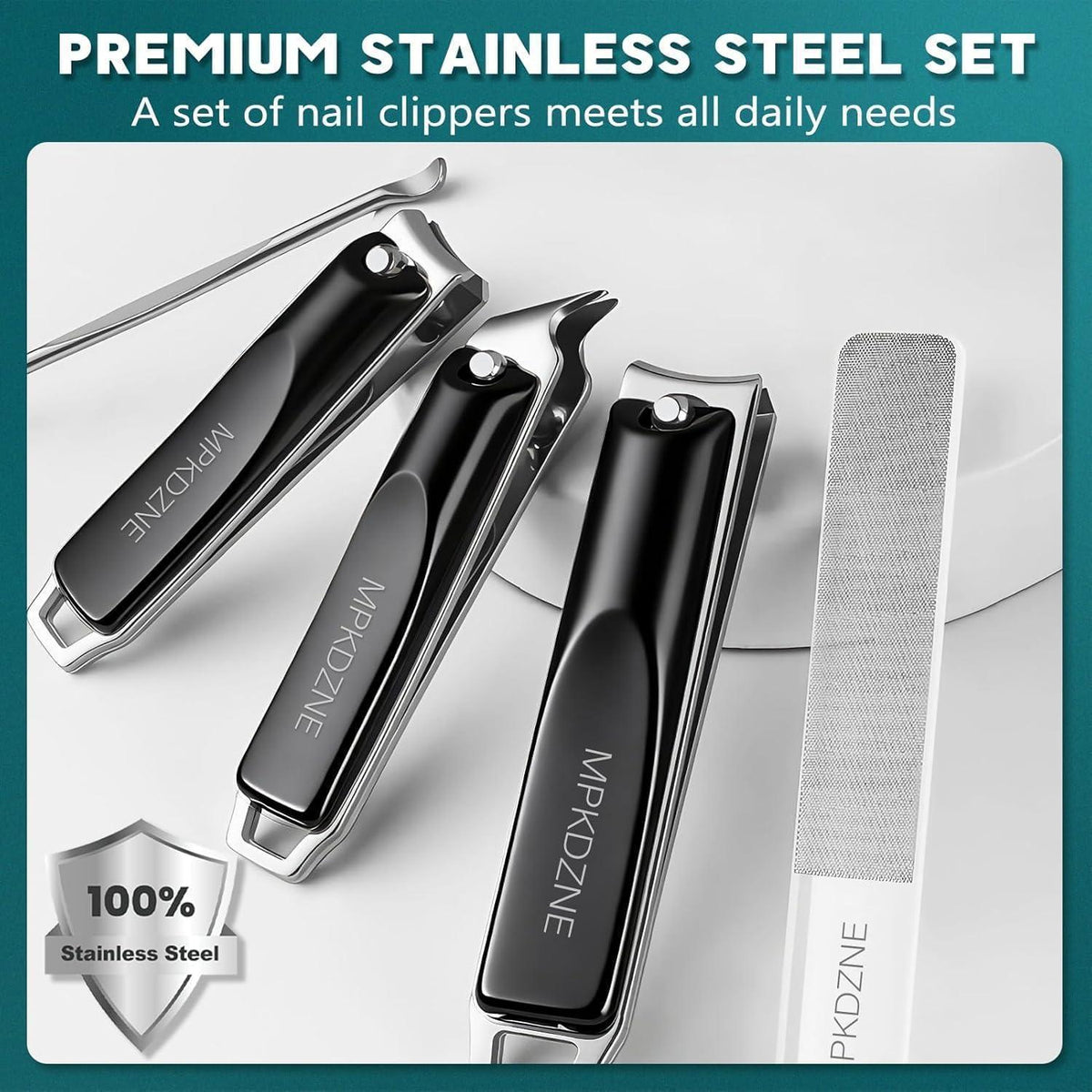 Professionelles Maniküre-Set 5-teilig – Edelstahl & Nano-Glas Feile