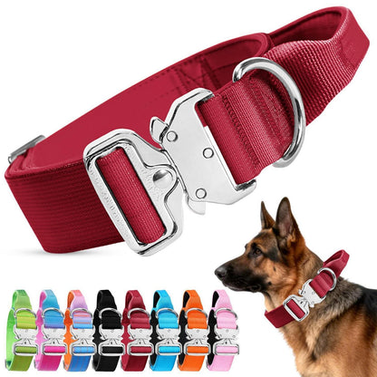 Taktisches Hundehalsband Rot M – Breites, Gepolstertes Training Halsband