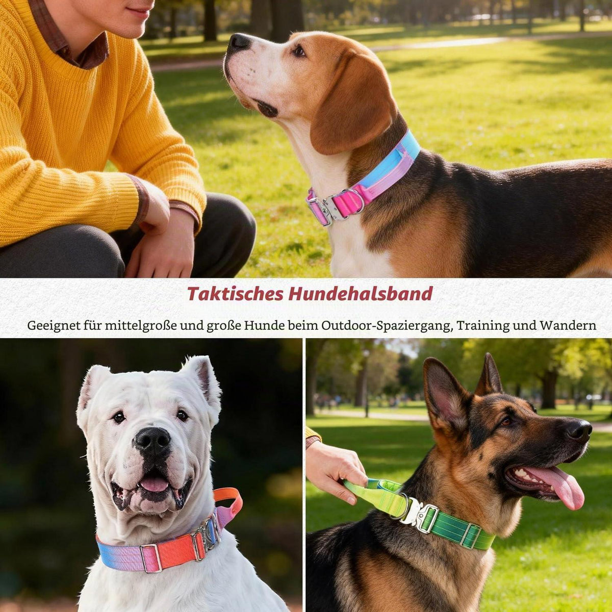 Taktisches Hundehalsband Rot M – Breites, Gepolstertes Training Halsband