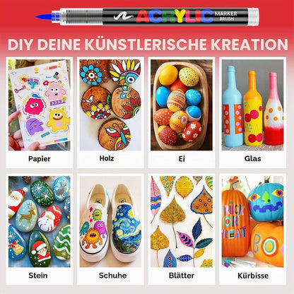 Acrylstifte Set 418 Farben – Pinselspitze für Steine, Stoff & mehr