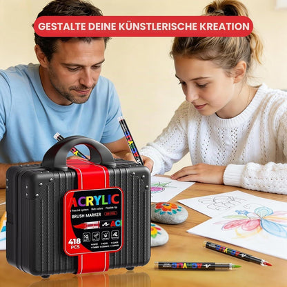 Acrylstifte Set 418 Farben – Pinselspitze für Steine, Stoff & mehr
