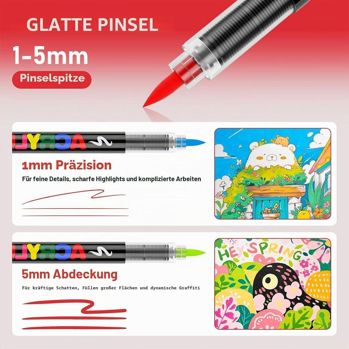 Acrylstifte Set 418 Farben – Pinselspitze für Steine, Stoff & mehr