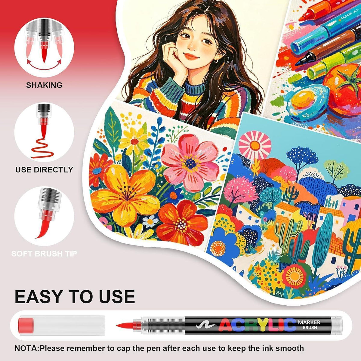 Acrylstifte Set 418 Farben – Pinselspitze für Steine, Stoff & mehr