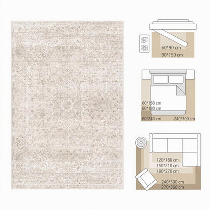 Waschbarer Vintage Teppich Beige 160x230 cm