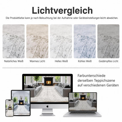 Vintage Teppich Grau 200x300 cm – Waschbar & Rutschfest