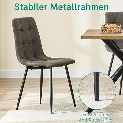 LEWE Esszimmerstühle 6er Set, Dunkelbraun in Lederoptik