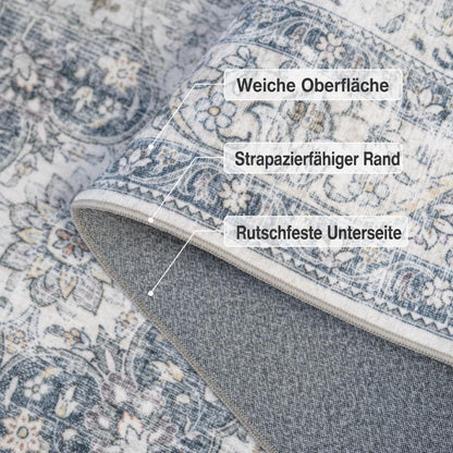 Waschbarer Vintage Teppich Blau 120x170 cm