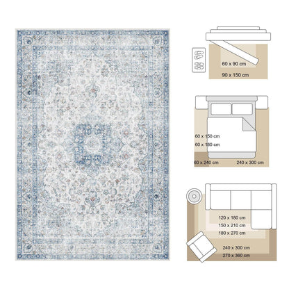 Waschbarer Vintage Teppich Blau 160x230 cm