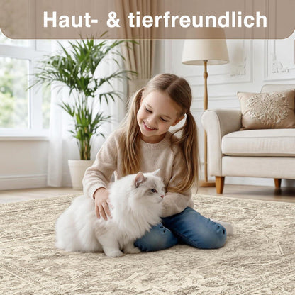 Waschbarer Vintage Teppich Braun 160x230 cm – Wohnzimmer Schlafzimmer