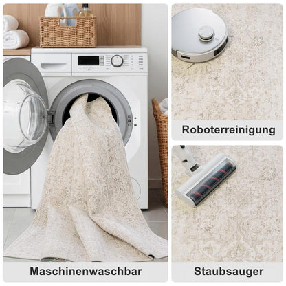 Waschbarer Vintage Teppich Beige 200x300 cm