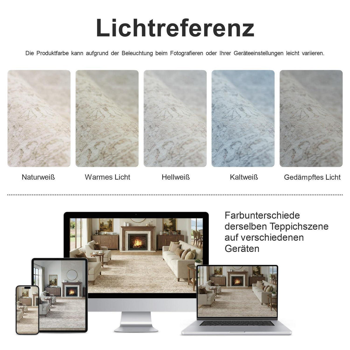 Waschbarer Vintage Teppich Beige 200x300 cm