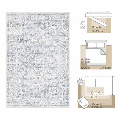 Waschbarer Vintage Teppich Blau 160x230 cm