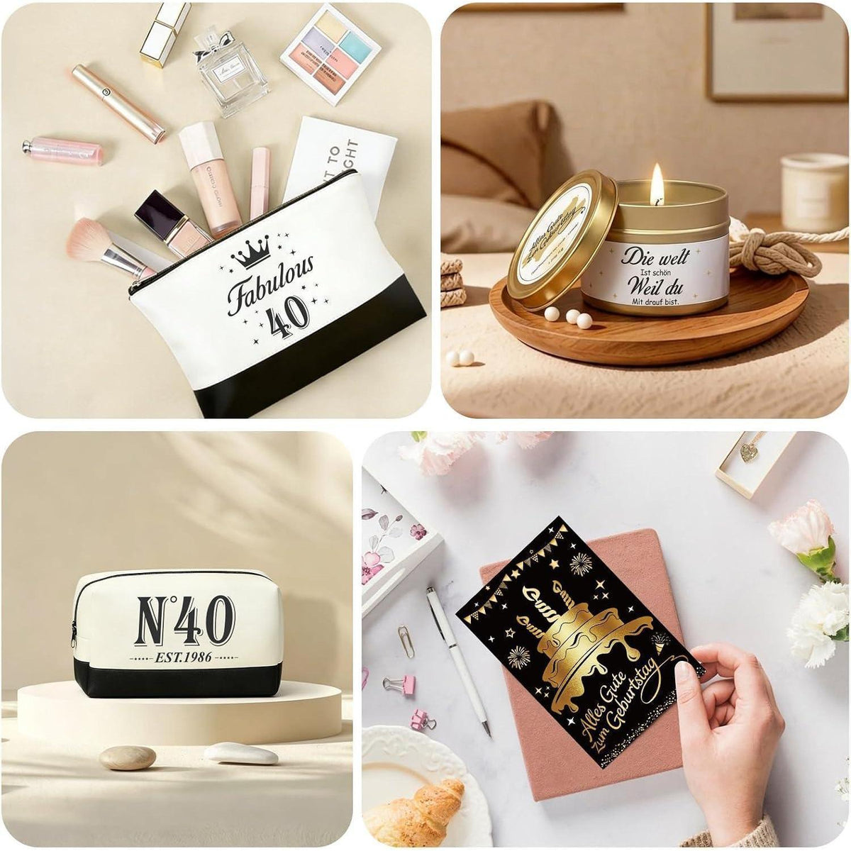 40. Geburtstag Geschenkset für Frauen – 9tlg. mit Tasche & Wellness