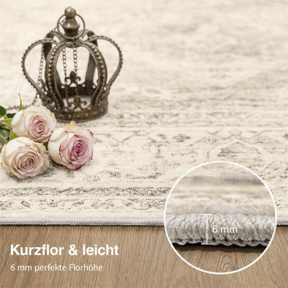 Waschbarer Vintage Teppich Braun 200x300 cm – Wohnzimmer Schlafzimmer