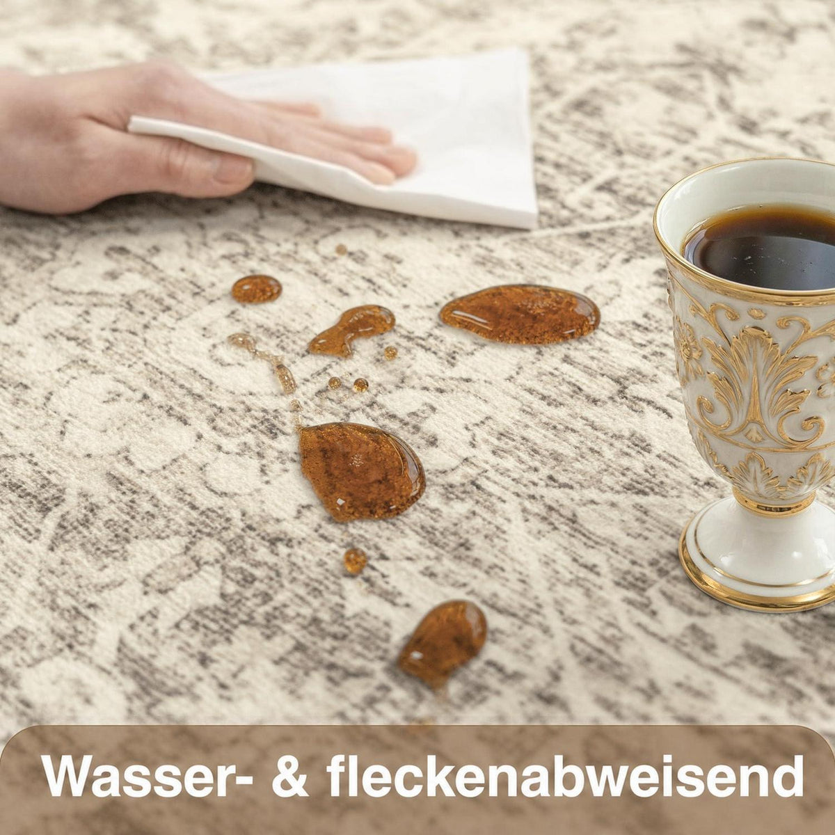 Waschbarer Vintage Teppich Braun 200x300 cm – Wohnzimmer Schlafzimmer