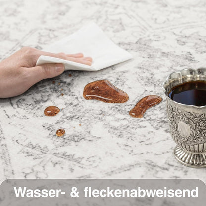 Waschbarer Vintage Teppich Grau 200x300 cm – Wohnzimmer Schlafzimmer