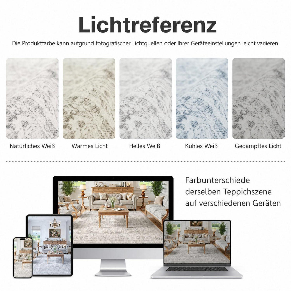 Waschbarer Vintage Teppich Grau 200x300 cm – Wohnzimmer Schlafzimmer