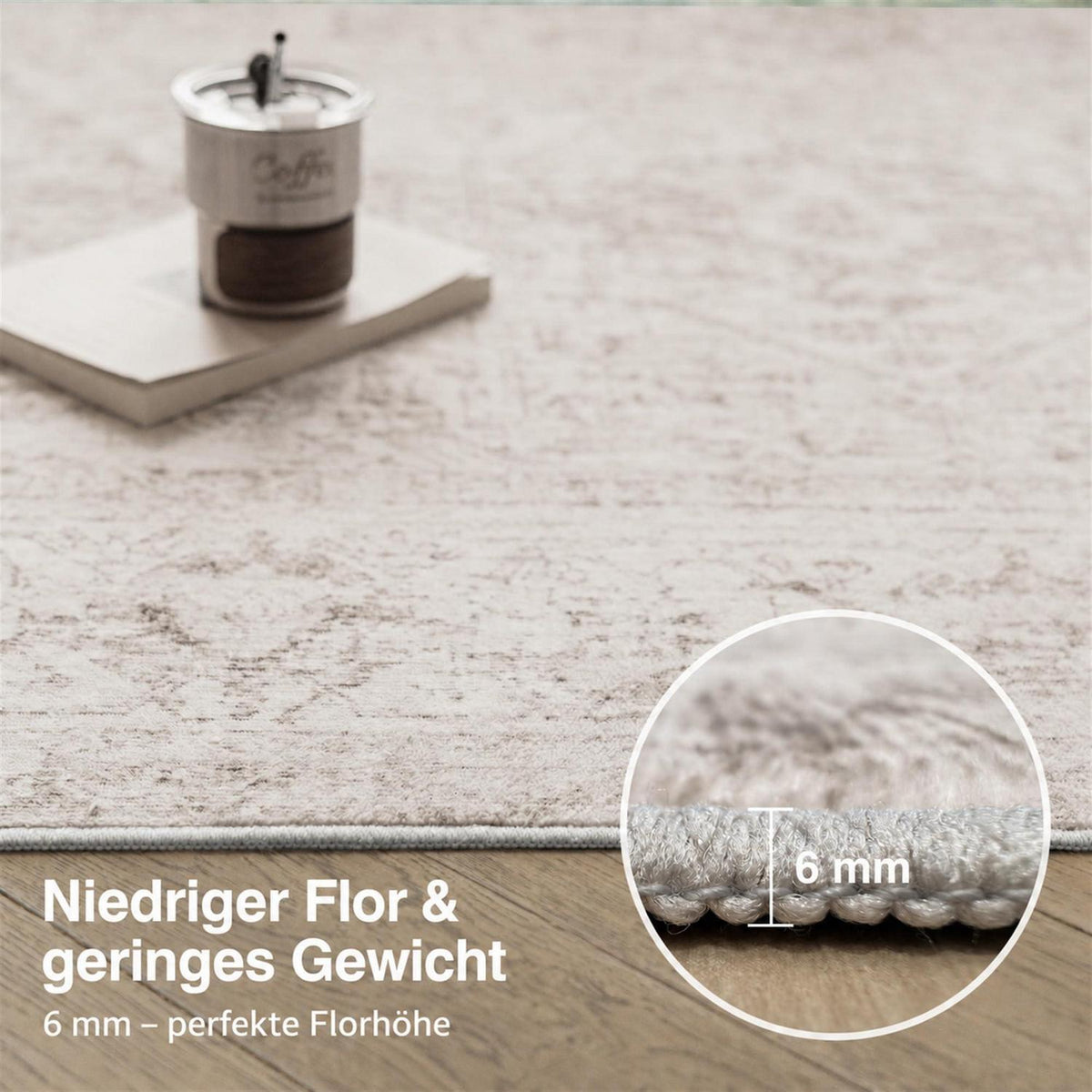 Waschbarer Vintage Teppich Beige 160x230 cm