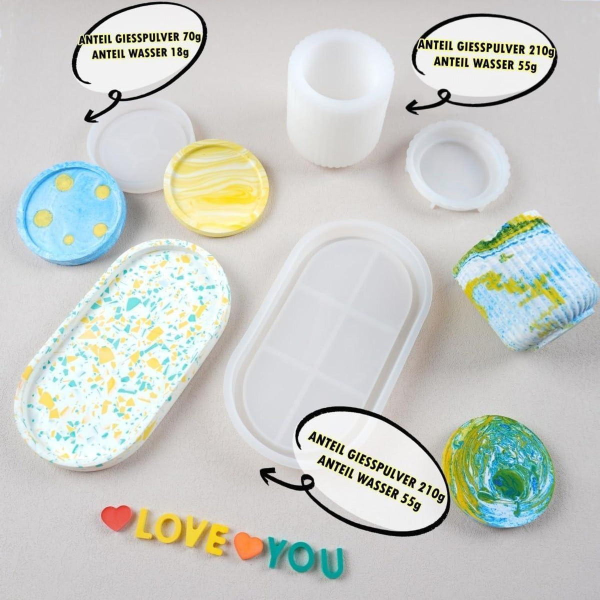 Gießpulver Starter Set für Keramik & DIY-Projekte