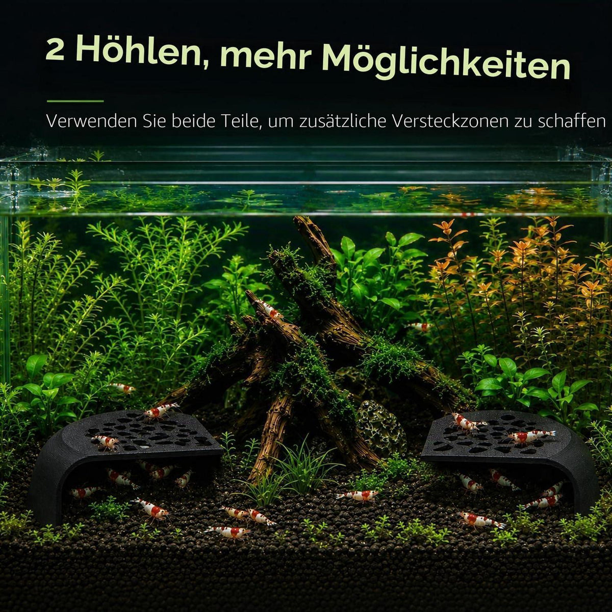 2x Garnelenhöhle Aquarium Deko – Schwarzes Versteck für Garnelen & Jungfische