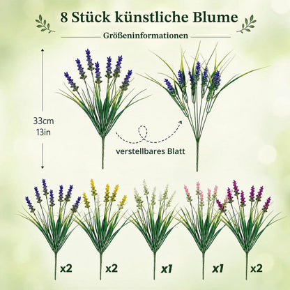 8x Kunstlavendel – Pflegeleichte Balkonblumen für drinnen & draußen