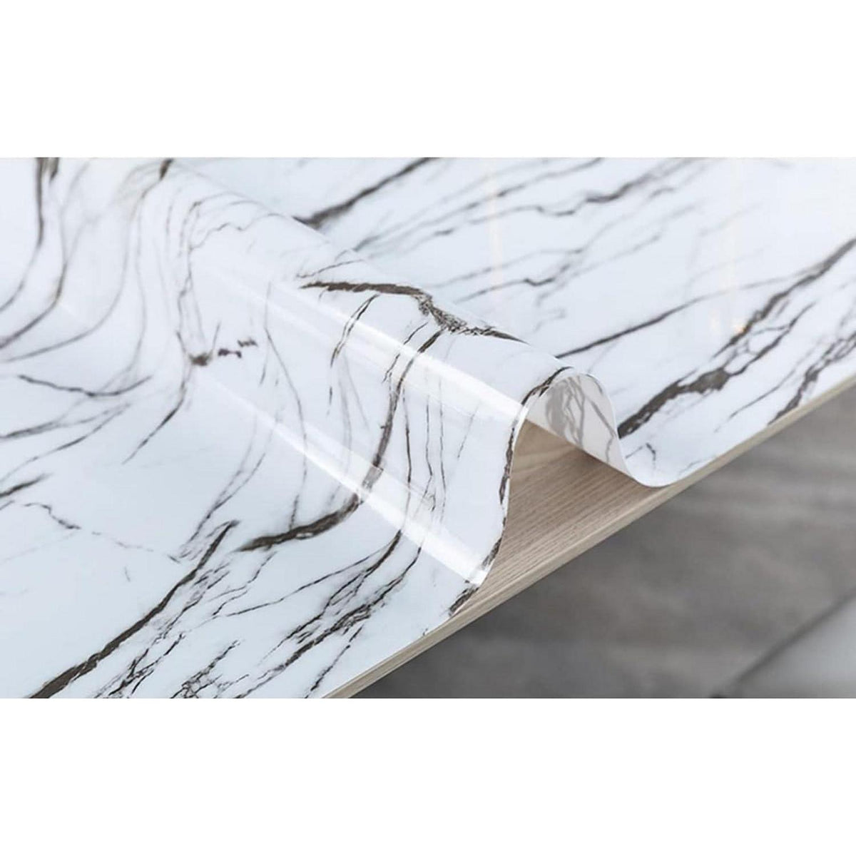 PVC Tischdecke Weiß Marmor 90x200cm - Wasserdicht & Robust