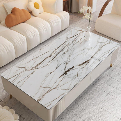 PVC Tischdecke Weiß Marmor 90x200cm - Wasserdicht & Robust